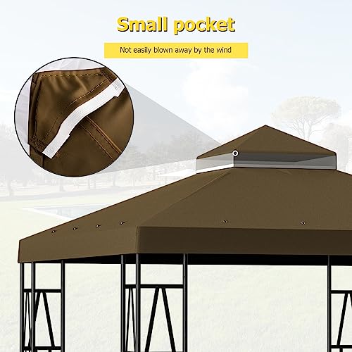 9.8'x9.8' Replacement Canopy Top Cover Only for Gazebo, Double Tiered Gazebo Covers for Outdoor Patio Garden Canopy Upgraded 2025 (Brown)