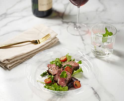 Munfix 9 Inch Clear Plastic Plates 200 Bulk Pack - Disposable Plates For Bbq Party Dinner Travel And Events, Microwavable Recyclable #TOP2