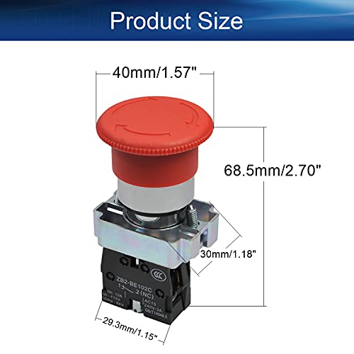 Bouton d'arrêt d'urgence ZB2-BE102C Heyiarbeit interrupteur coup de poing rouge 660V - 2