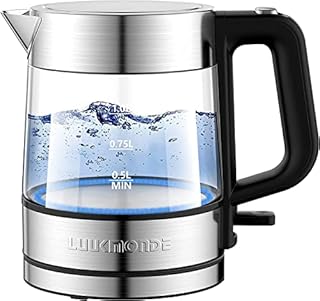 LUUKMONDE 2400W (UK) / 1500W (US) Electric Kettle, 1 L Glass Electric Tea Kettle Light Weight Cordless Water Boiler with LED Indicator, Auto-Shutoff & Boil-Dry Protection, BPA Free