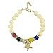 Order of The Eastern Star Mother of Pearl Gemstone Charm Bracelet with Gold Tone Extender Chain and Lobster Claw Clasp (Fits Wrists 7 to 9.5 inches)