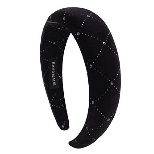 osfanersty Bandeau Vintage en Velours avec Large éponge épaisse rembourrée pour Femme Noir