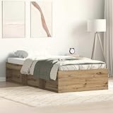 vidaXL Estructura de Cama sin colchón Roble Artesanal ingeniería, Muebles de Dormitorio, Base de Cama, Cama Individual, Cama, armazón de Cama