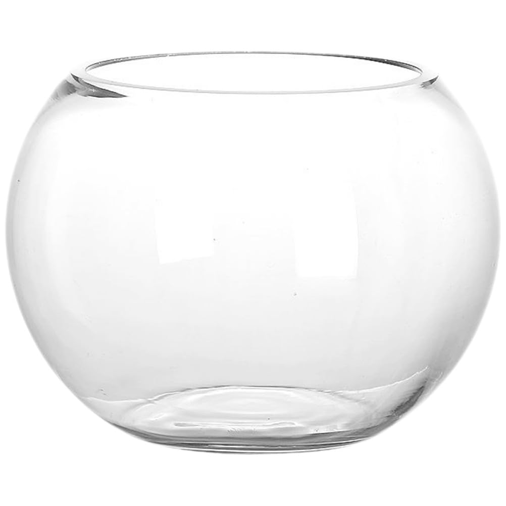 SEWACC Klares Glas-goldfischglas - Rundes, Transparentes Tisch-Aquarium mit Blumentopf - Dekoratives Aquarium für Zuhause Oder Büro