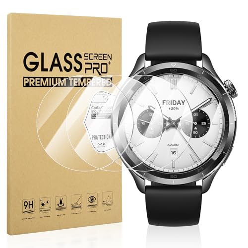 Diruite 4 Piezas Protector Pantalla para Xiaomi Watch S4/S4 Sport/S3 Protector Reloj,HD Cristal Templado Screen Anti Scratch Película Protectora(No Adecuado para Xiaomi Watch S4 41mm)