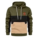 ERWAAD Herren Casual Hoody Für Deadpool Druck Mode Patchwork Kapuzenpullover Klassisches Kapuzentop Gerippte Manschette Langärmeliges Sweatshirt Frühling Herbst Kapuzenpullover-Green||M