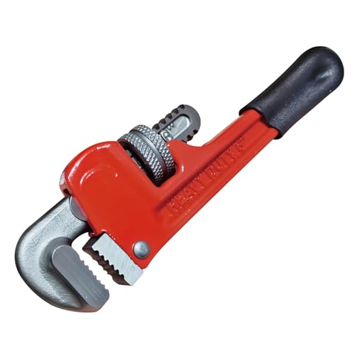 Image of Rayfox 6 Inch Small Pipe Wrench Adjustable Mini Plumbing Wrench for Tight Spaces Heavy Duty Straight Plumber Tool with Floating Hook Jaw and I-Beam Handle (red)