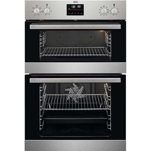 AEG 6000 Series SurroundCook Built In Double Oven, DCB535060M, 61L, Catalytic Self Clean, LED Display, Multilevel Cooking, Stainless Steel, Anti-fingerprint, Grill, Pizza, Defrost, A+