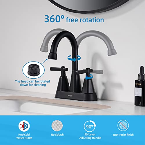 Matte Black Bathroom Sink Faucet, SBOSBO 4 Inch Bathroom Faucet for ...