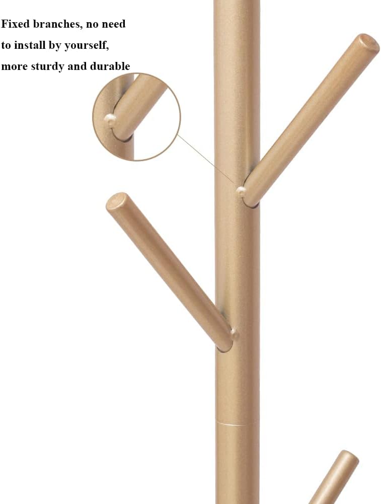 Metal Coat Rack Freestanding Stand Tree with Stable Marble Base Modern Minimalist Hat Jacket Hanger Stand for Bedroom Office Entryway