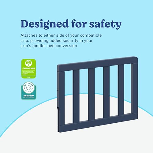 Image of Storkcraft & Graco Toddler Safety Guardrail with Slats (Midnight Blue) - GREENGUARD Gold Certified, Converts Compatible Storkcraft & Graco Crib to Toddler Bed, Each Guardrail Sold Individually