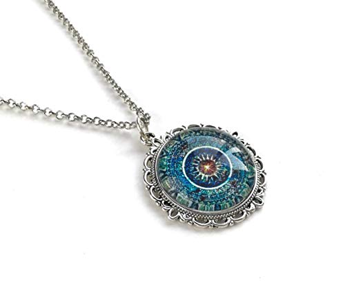 Blue Mandala Necklace - Bohemian Pendant For Women - Handmade Meditation Jewelry #TOP2