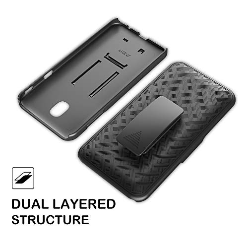 Galaxy J7 Star Case,J7 Crown Case,J7V 2Nd Gen,J7 2018,J7 Refine Case, Belt Clip Holster Shock Proof Kickstand Phone Case Compatible For Samsung Galaxy J7 Crown Cases - Black Combo Shell & Holster Case #TOP6
