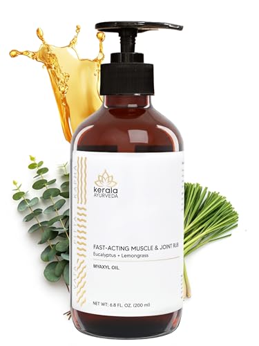 Kerala Ayurveda Myaxyl Herbal Body Oil for Muscle & Joint Comfort | Infused with Eucalyptus, Thai Ginger & Lemongrass | Ayurvedic Massage Oil – 6.76 fl oz