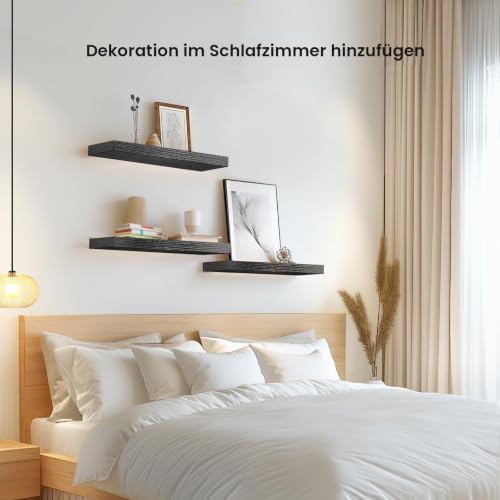 STOREMIC Wandregal, 40cm Regale Wand, 3er-Set Schweberegal Schwarz – Ansicht 5