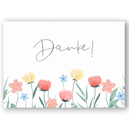 Meridian Design Dankeskarten, Premium Klappkarten im 10er Set mit Umschlägen für Geburtstag, Hochzeit, Taufe, Konfirmation, Kommunion, Geburtstag, Jubiläum Cover