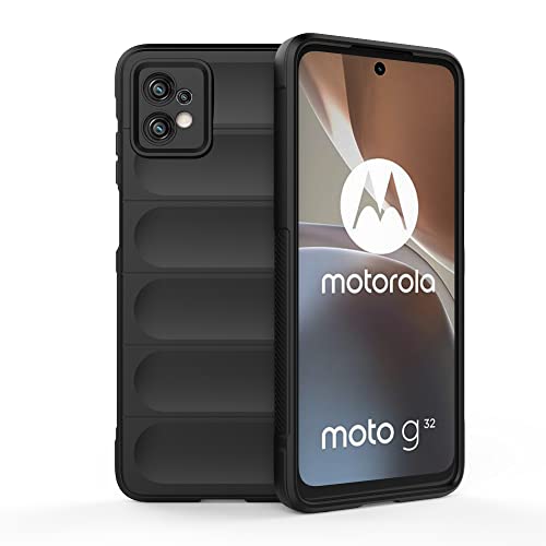 ESTH® Funda Silicona Líquida para Motorola Moto G32 con Protección Antigérmenes, Carcasa Antichoque de Grado Militar con Revestimiento de Microfibra Suave, Negro