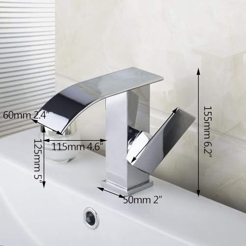 Mitigeur de salle de bains haut de gamme avec robinet cascade en chrome brillant - 7