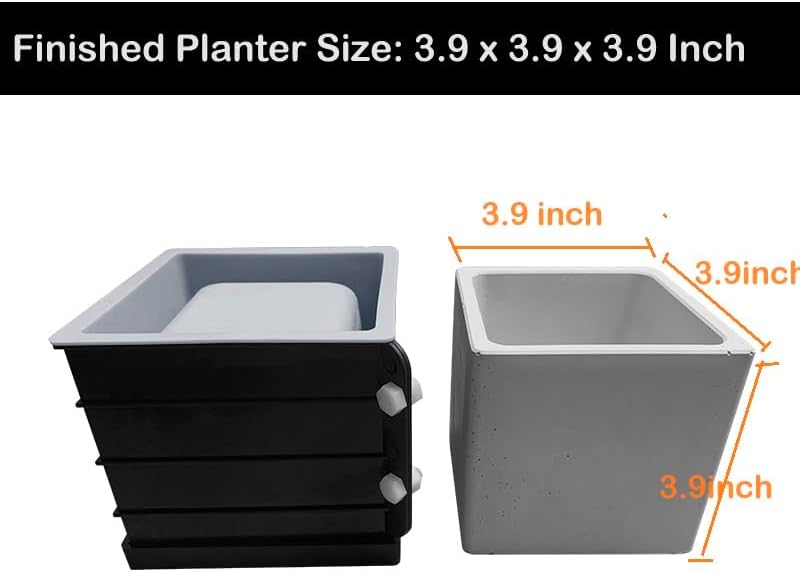Miniatura 2 de Moldes de hormigón cuadrados de silicona para macetas de flores y macetas suculentas, soporte para tarro en forma de cubo para decoración de bonsái
