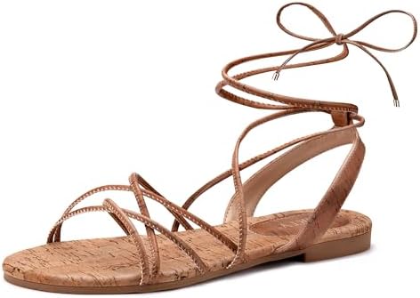 PARTY Women's Strappy Sandals Gladiator Lace Up Flats Summer Wrap...