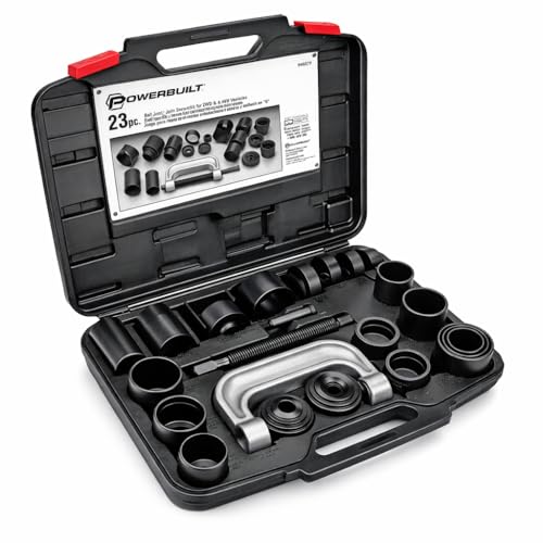 Powerbuilt Ball and U Joint Service Set, 23 Piece Tool Kit, Remove and Install Ball Joints, Receiving Tube, Adapters, Sockets - 648617