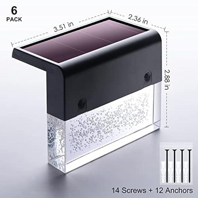 DenicMic Solar Deck Lights Led Solar Step Lights Warm White Color Changing Acrylic Bubbles 6 Pack