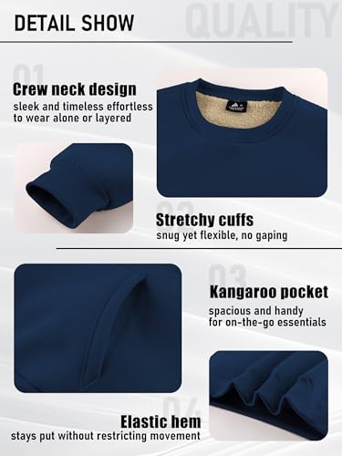 ZITY Men's Crewneck Sweatshirt Heavyweight Fleece Sweatshirts Thick Winter Sherpa Lined Long Sleeve Pullover Warm Thermal4