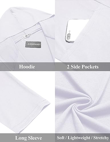 COOFANDY Men Longer Length Cardigan Sweater Hooded Cape Cloak Lightweight Knitted Shawl White — view 5