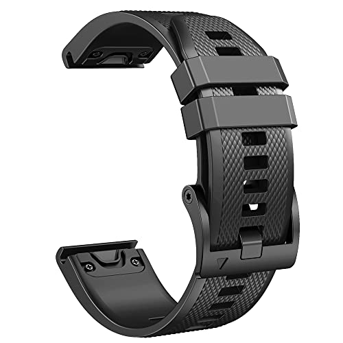 Ancool Compatible With Fenix 7X Band, Easy Fit 26Mm Silicone Watch Bands Repalcement For Garmin Fenix 5X/Fenix 6X/Fenix 7X/Descent Mk2 Smartwatches (Black) #TOP2