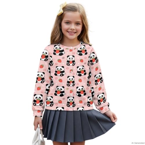 Image of Girls Cardigans Sweater Long Sleeve Crew Neck Button Down Sweaters School Outerwear for Kids Fall Winter Tops