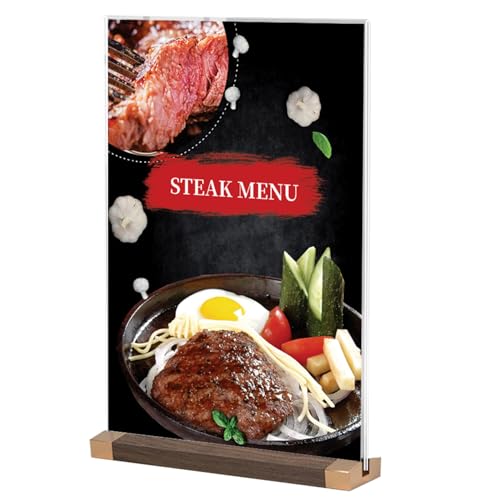 Z·Bling Expositor A6,Expositor Metacrilato Transparente de Doble Cara,Porta Menus Vertical con Base,para Restaurantes,Tiendas y Oficinas,100x150mm