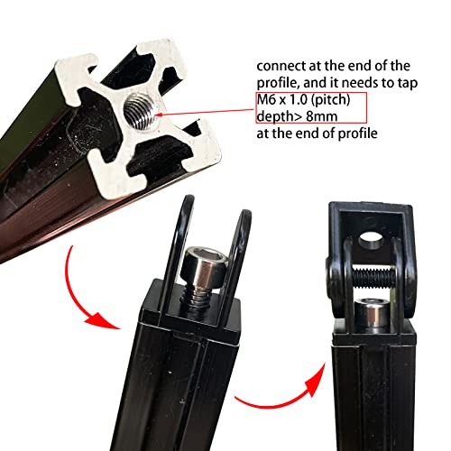 Image of 4 Sets Black 2020 Aluminum Extrusion Pivot Hinge Swivel Degree Angle Bracket with Handle for 20 Series 20 /20 2040 V T Slot Extruded Aluminum Profile Hardware Connector