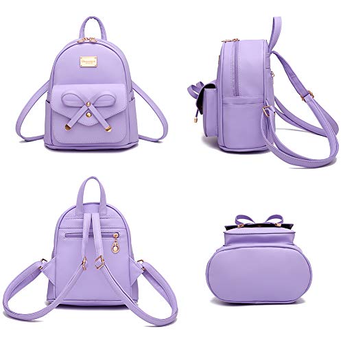 IHAYNER Girls Bowknot 3-Pieces Fahsion Leather Backpack Backpack Purse for Women Rucksack for Ladies Shoulder Bag