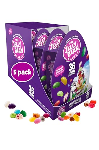 The Jelly Bean Planet Easter Egg Candy Jelly Beans Gift, Pack of 5, 8 oz x 5 - Gourmet Jellybeans with 36 Natural Fruit Flavors, Kosher, Gluten Free - Bunny Easter Egg Box, Allergen Friendly Gifting - image 1