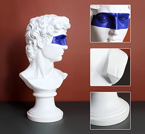 Acrodi 15.4 Inch Greek White Mask David Man Statue Classic Resin Roman Sculpture Gypsum Statue Figurine Crafts Home Décor #TOP4
