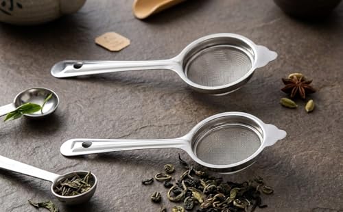 Image of Tea Strainer Stainless Steel 8 cm Medium - Fine Mesh Chai Chalani, Tea Filter for Cup, Coffee Strainer, Rust Resistant Kitchen Siever