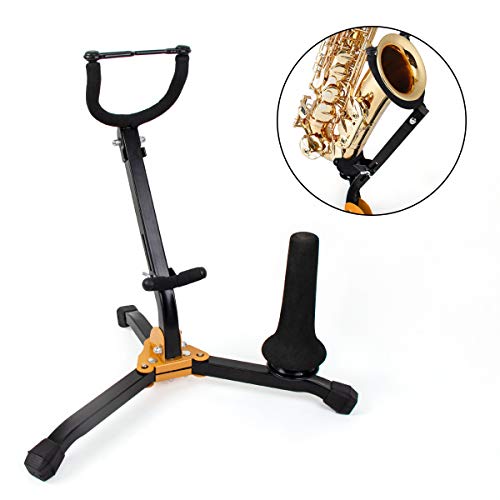 Folding Saxophone Tripod Stand Holder Clarinet Sax Alto Tenor Portable Musical Instrument
