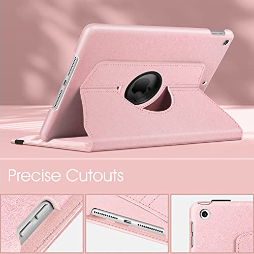 Image of Fintie Rotating Case for iPad 9th Generation (2021) / 8th Generation (2020) / 7th Gen (2019) 10.2 Inch - 360 Degree Rotating Stand Cover with Pencil Holder, Auto Wake Sleep, Rose Gold