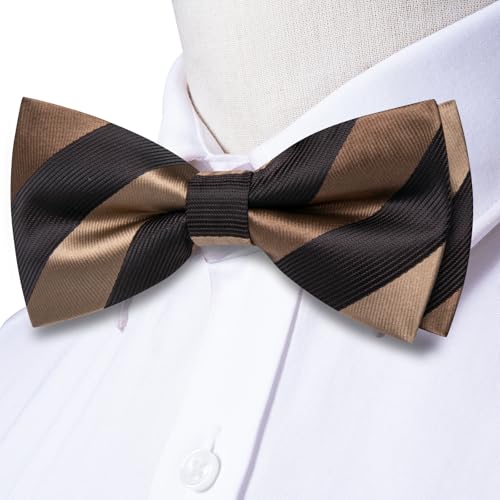 Image of Hi-Tie Bow Ties for Men Pre-Tied Pocket Square with Cufflinks Mens Bowtie Sets for Wedding Formal Party