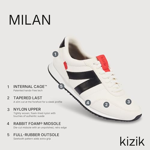 Image of Kizik Slip On Sneakers: Milan - Comfortable, Retro Nylon & Suede, Mens & Womens Walking Shoes with Arch Support, Hands Free Convenience, Wear All-Day