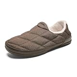 OLUKAI Puku'i - Pantuflas de forro polar para hombre, cómodas pantuflas deportivas de cuero de grano completo y punto de jersey, tacón caído y comodidad durante todo el día, multicolor, (Toffee/Toffee