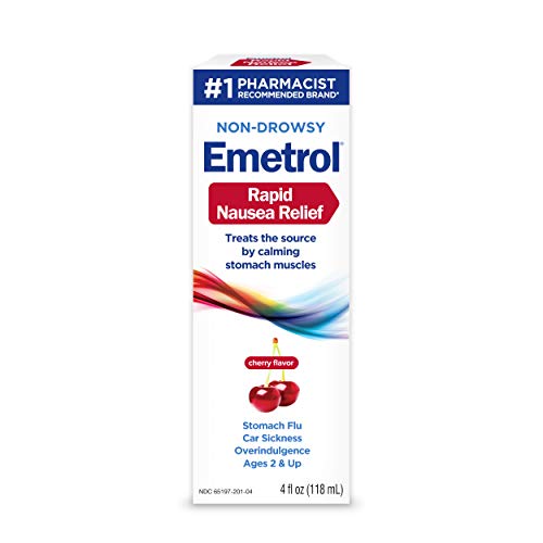 Non-Drowsy Emetrol for Nausea and Upset Stomach Relief, Pharmacist-Recommended, Cherry Flavor, 4 Fl Oz