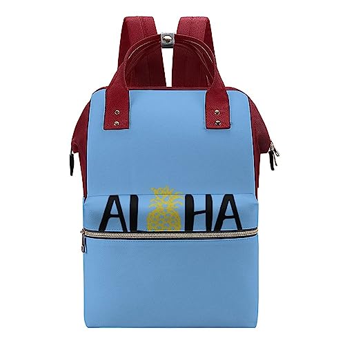 Aloha-Hawaii-Pineapple-Diaper-Bag-Portable-Backpack-Mommy-Bag-Travel-Shoulder-Daypack-for-Outdoor-Working-Beach