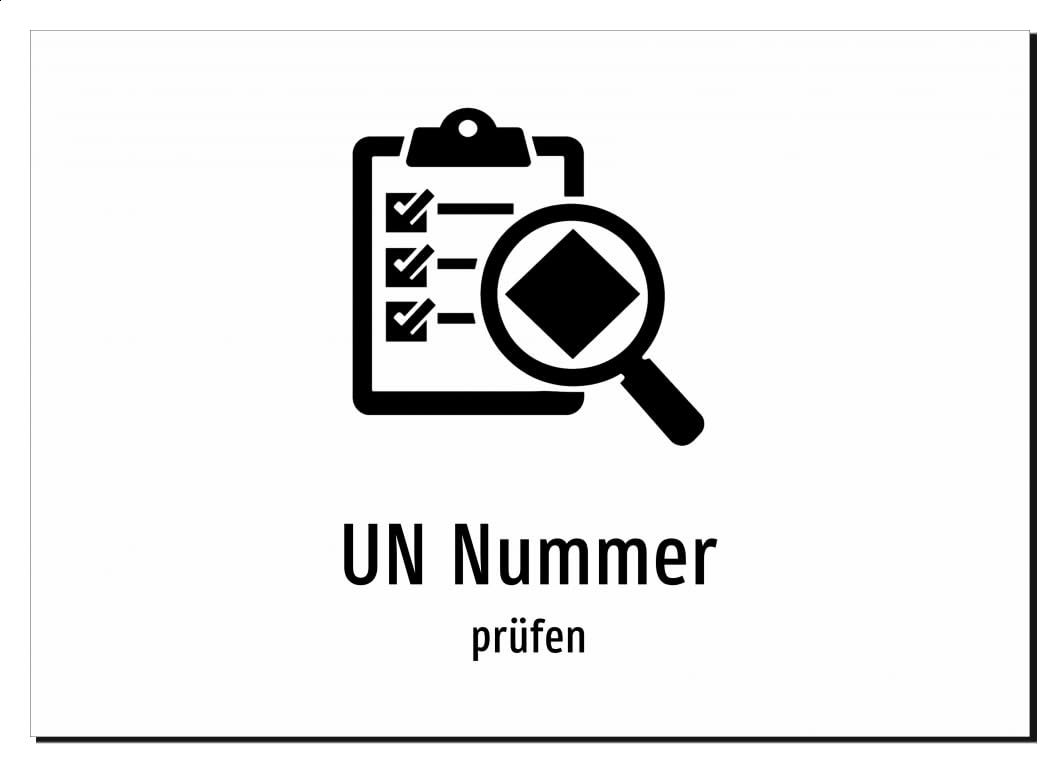 36293-DE-S-06 | UN Nummer - prüfen | Aluminiumschild A5, 210 x 148mm | mit Symbolgrafik und Text