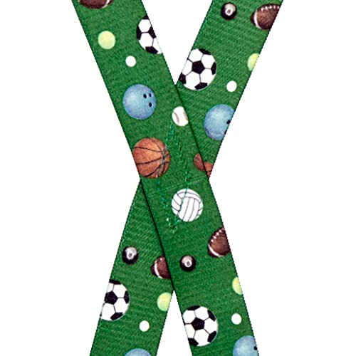Sports Balls Novelty Suspenders - 1-Inch Wide Elastic Straps - X-Back - Clip - 3 Sizes3