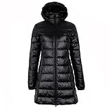 WXSGDZT Chaquetas de plumón para Mujeres Plus Size Thick Long Down Jacket Women Winter Ultra Light Down Jacket Women with Down Coat Female Hat Detachable(Schwarz,S)