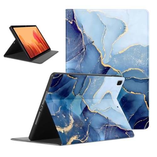Kueqeay Funda para Samsung Galaxy Tab A7 10,4 Zoll 2020 (SM-T500/T505/T507), Aesthetic Marmol Dibujos Diseño PU Leather Protector Soporte Función Ángulos Ajustables Flip Cubierta Tablet Case, Azul