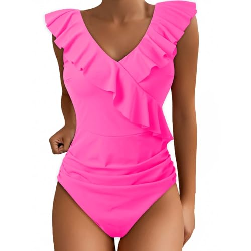 Maillot de bain mignon rose à volants M idéal pour vos vacances à la plage