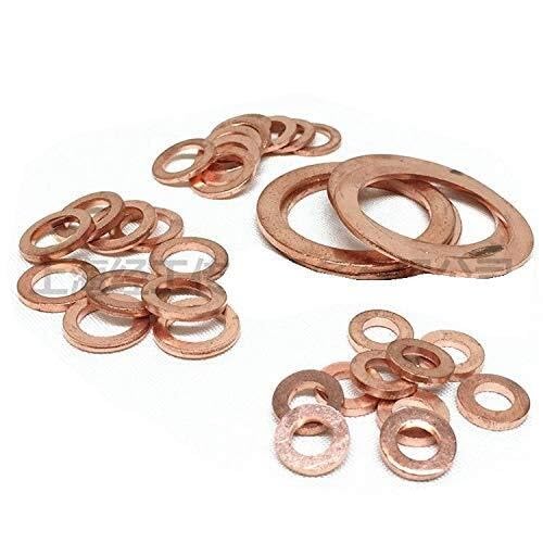 10pcs 8mm *14mm *1mm Copper Washers Seal Flat Ring Fastener Replacement - Assortment Gasket Kit