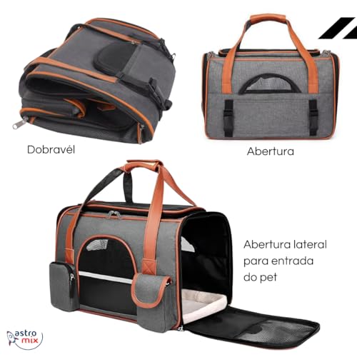Bolsa Pet Transporte Viagem Cães E Gatos Luxo Mala Avião (cinza)